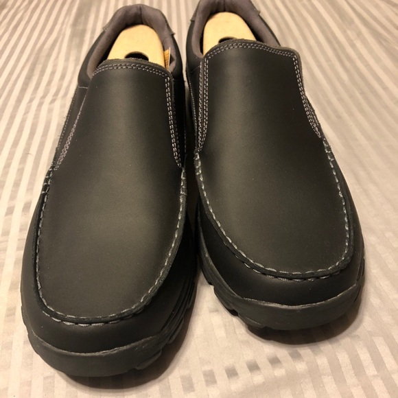 Skechers Mens Loafer Black Leather Memory Foam - Picture 2 of 5